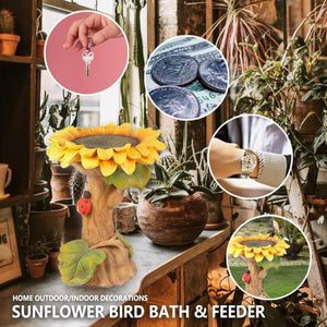 Resin Sunflower Bird Bath Bird Feeder Garden Statue