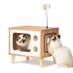 Wooden TV Cat House Cat Scratcher