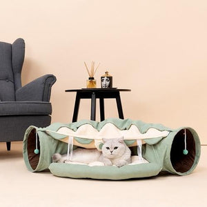 Collapsible Cat Bed with Tunnel