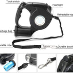 3 in 1 Retractable Dog Leash with Light and Bag Dispenser